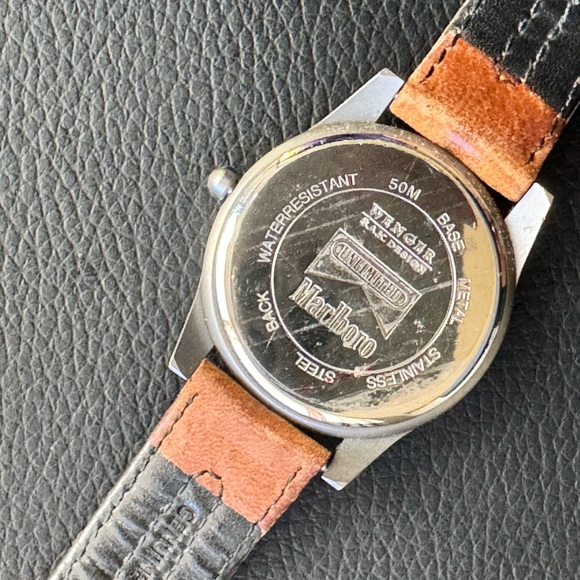 Certified Marlboro Quartz Stainless Steel Vintage Watch with Genuine Leather